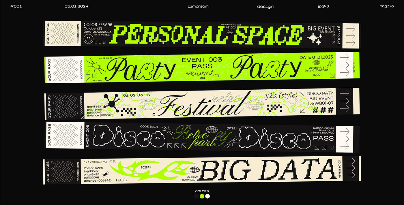 ticket party club Event visual identity ticket design festival typography   Pass Design