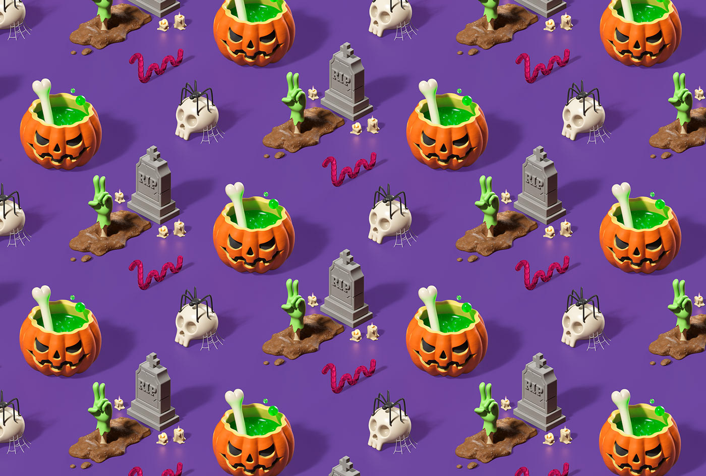 3D 3D Pattern CGI Character design  festival Halloween oktoberfest party pattern pumpkin