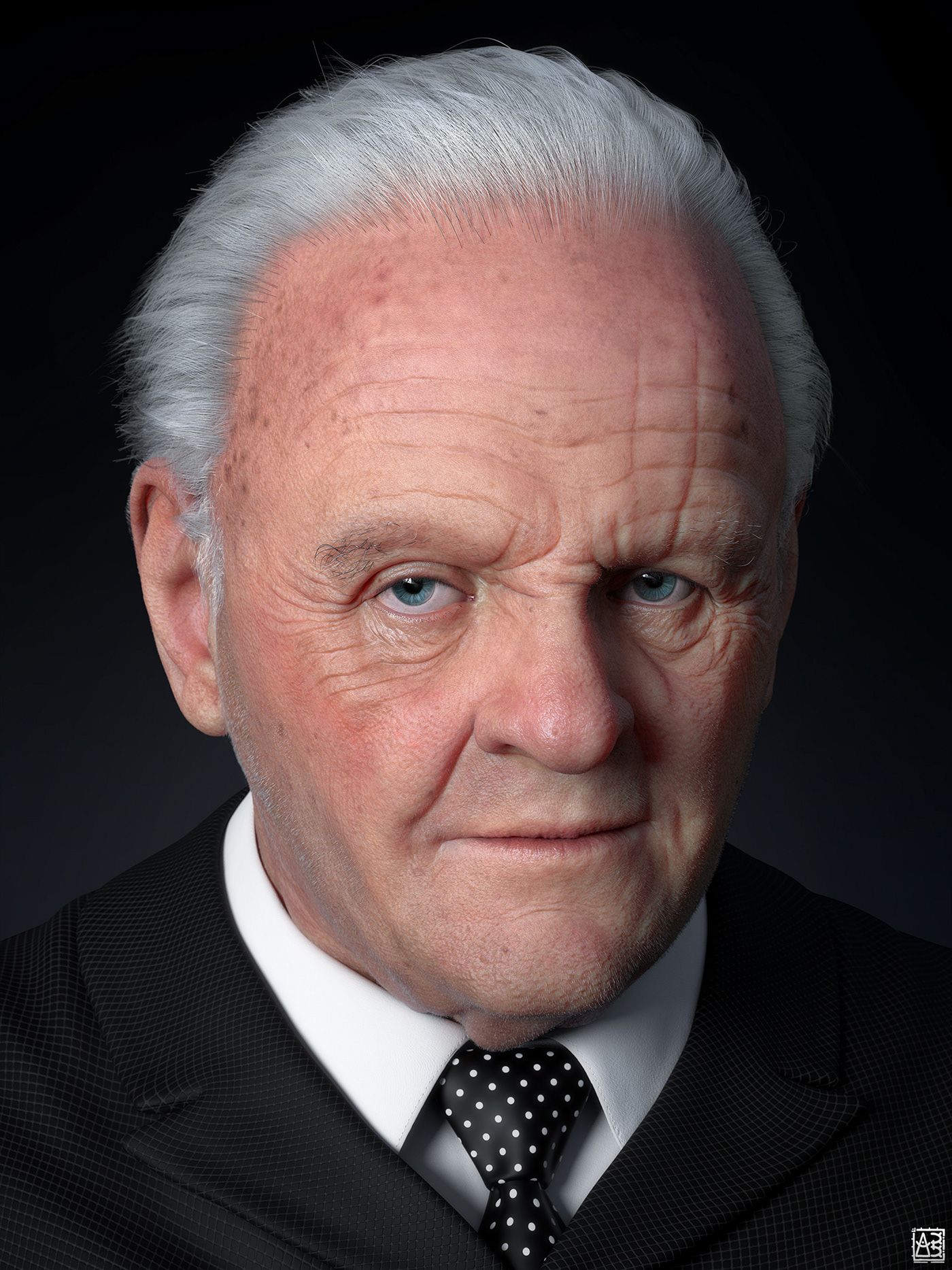 Anthony Hopkins Character Dr. Robert Ford human face realistic