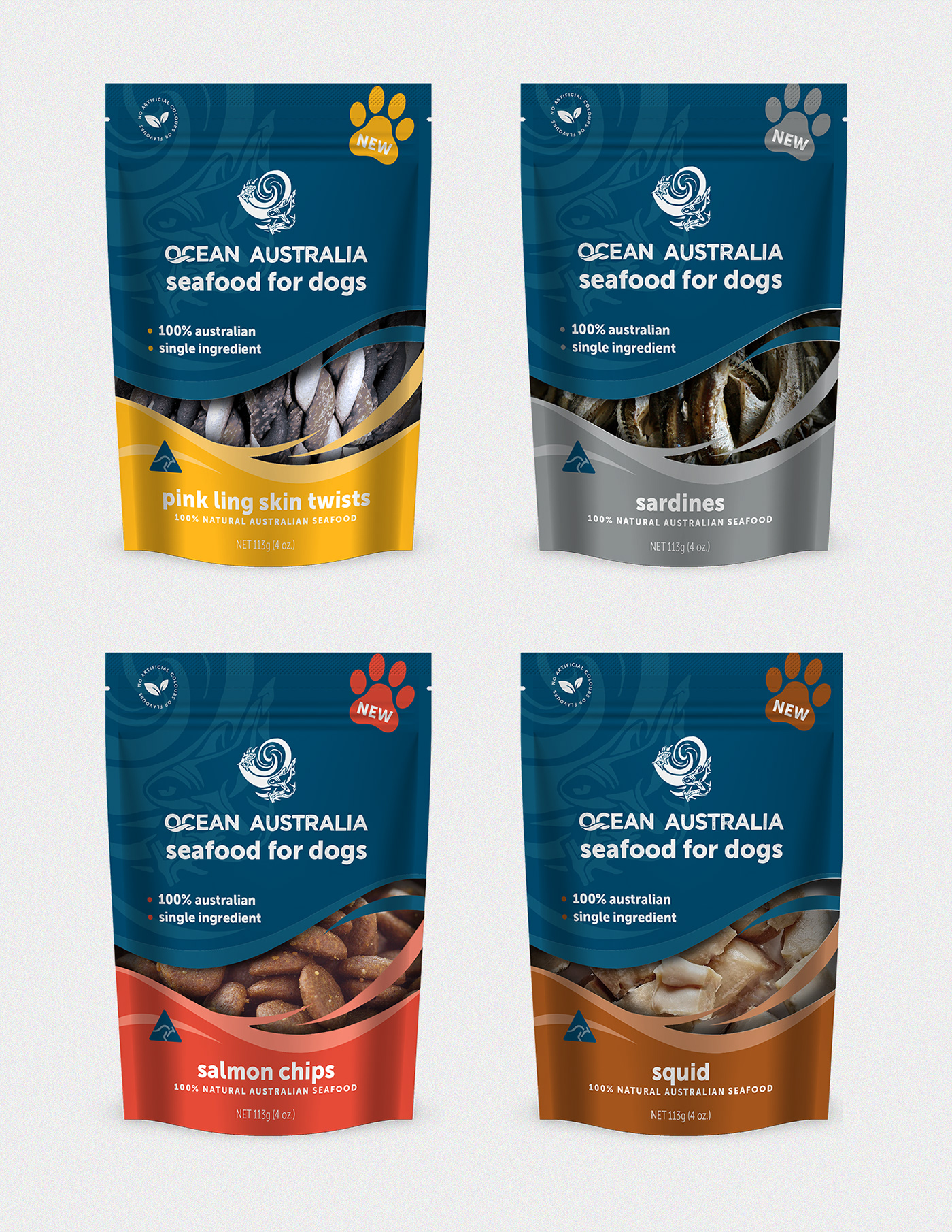 dog food pet food Pet Treats pouch packaging design Melbourne Melbourne Design Packaging bag design Seafood Packaging