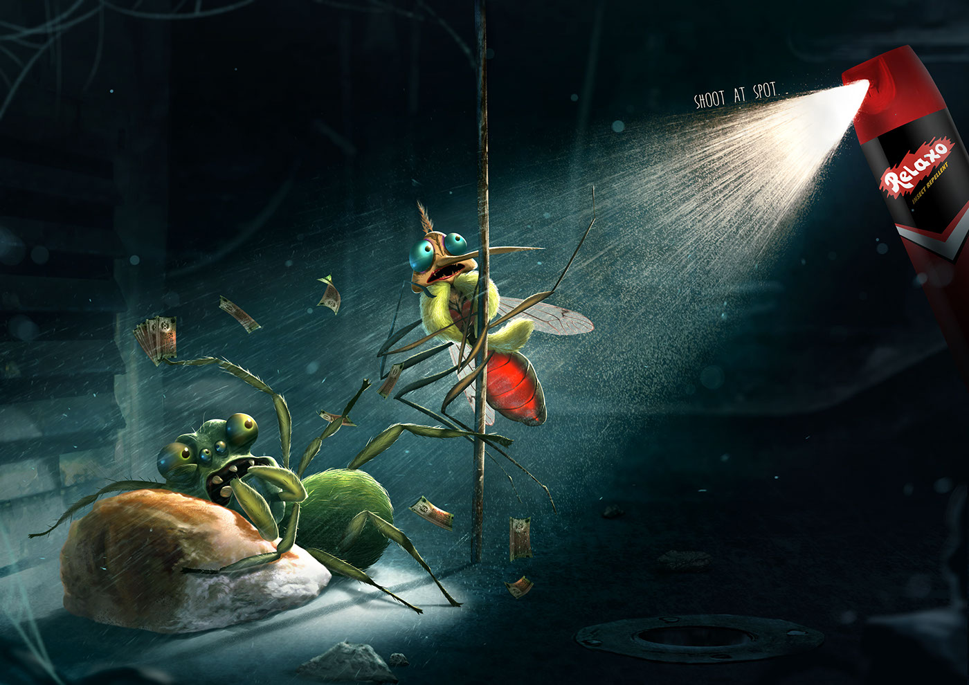 insect insect repellent mosquito Character spot light shoot ABHISHEK Ajinkya mihir   publicis poster relaxo