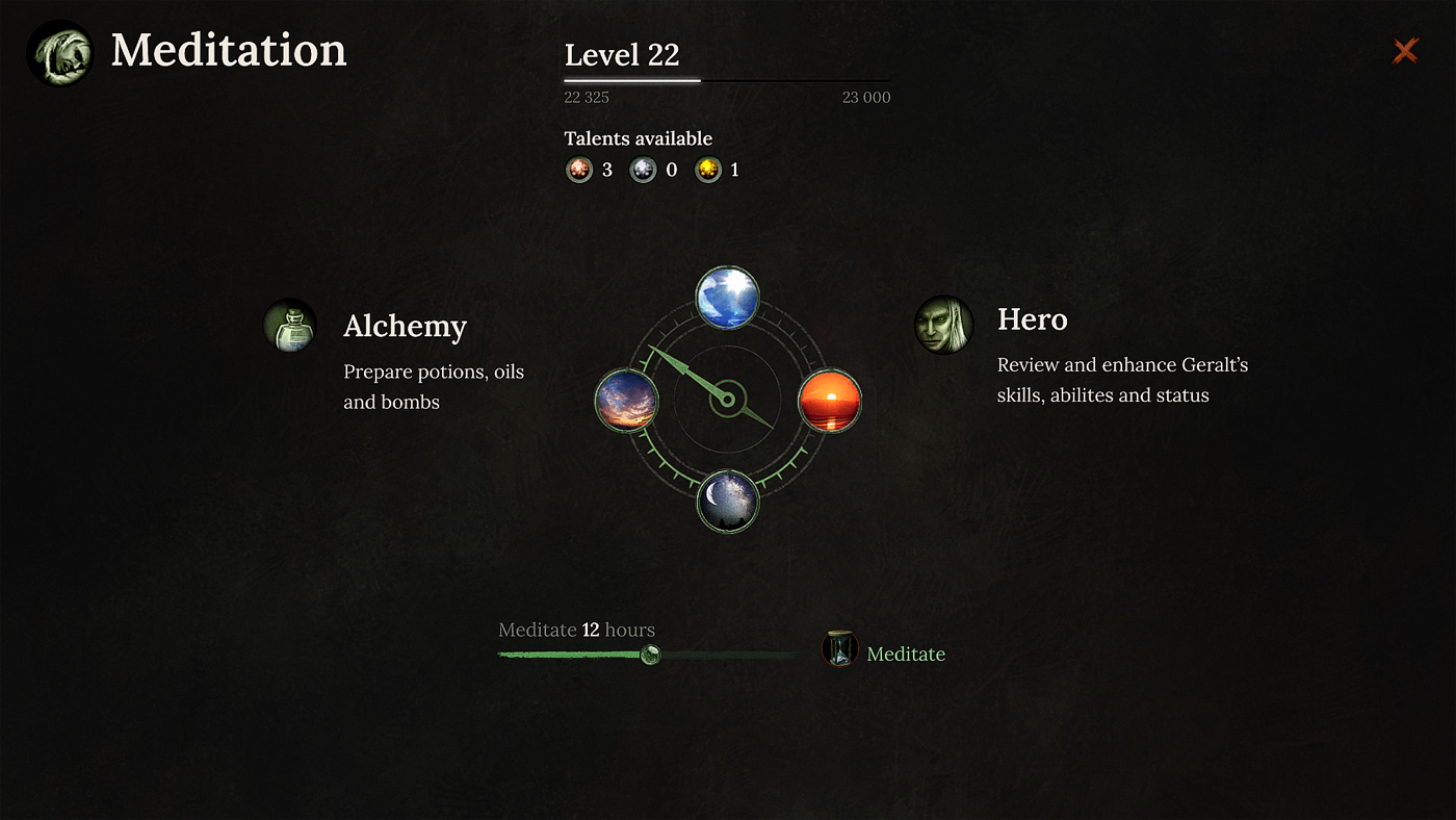 design game HUD Interface inventory rpg UI ux witcher redesign