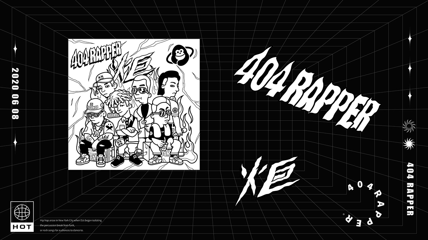 404RAPPER cd graphic hiphop ILLUSTRATION  music rap vector 图形创意 红花会
