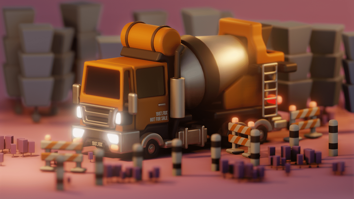 3D CGI children cute kawaii kids Render toy Truck Vehicle