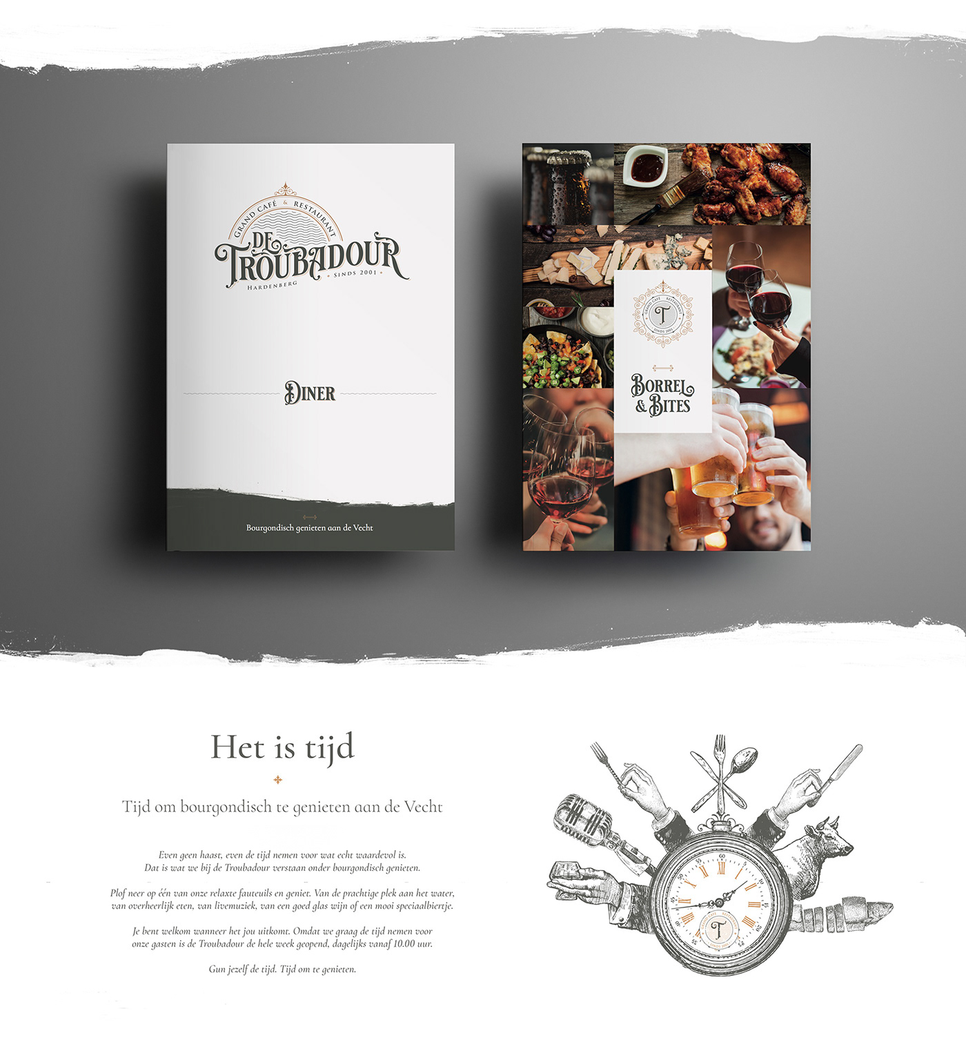 restaurant Grand Cafe identity branding  Troubadour typography   ILLUSTRATION  Webdesign free psd