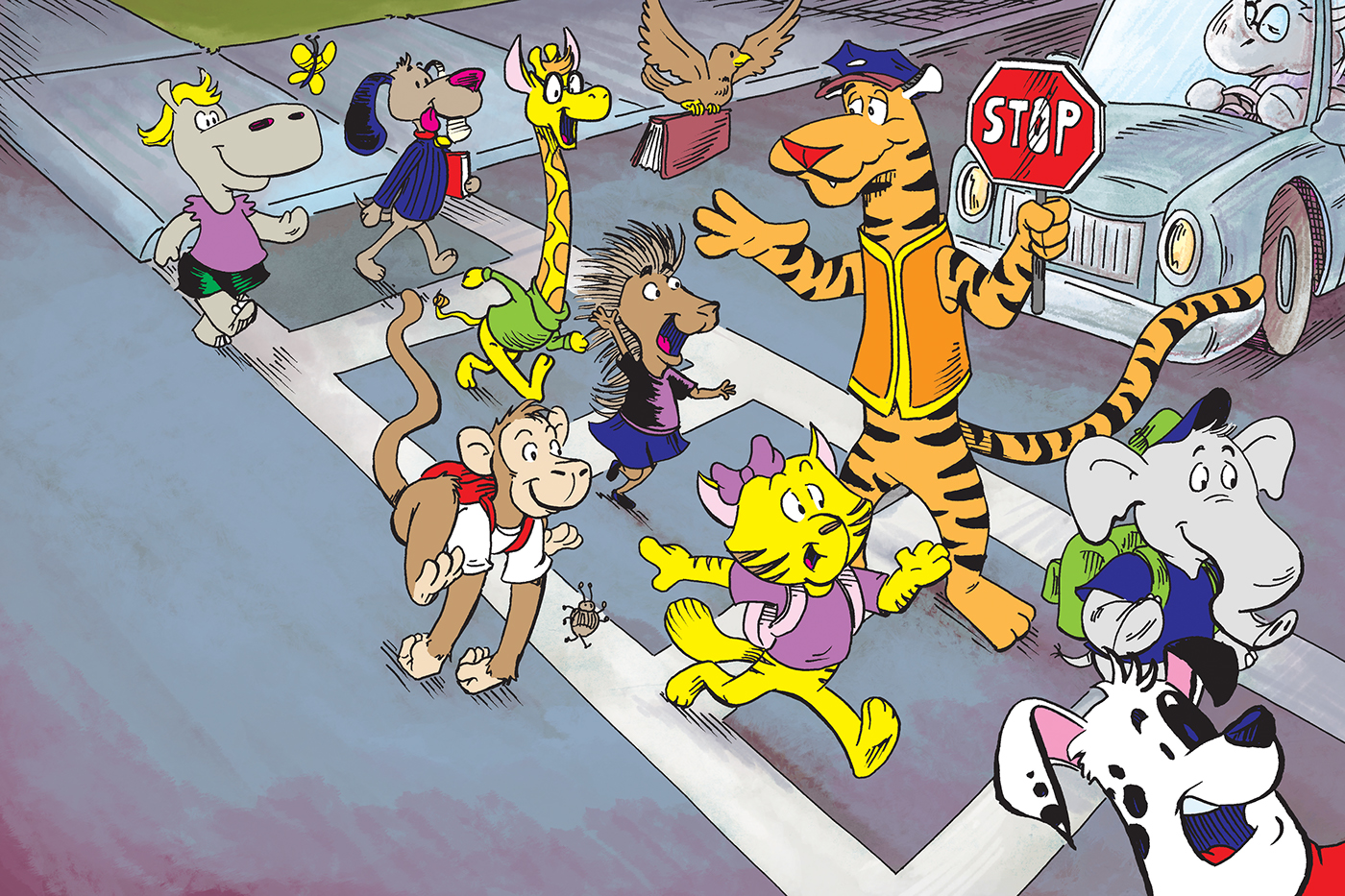 Animal Crosswalk Illustration Process on Behance