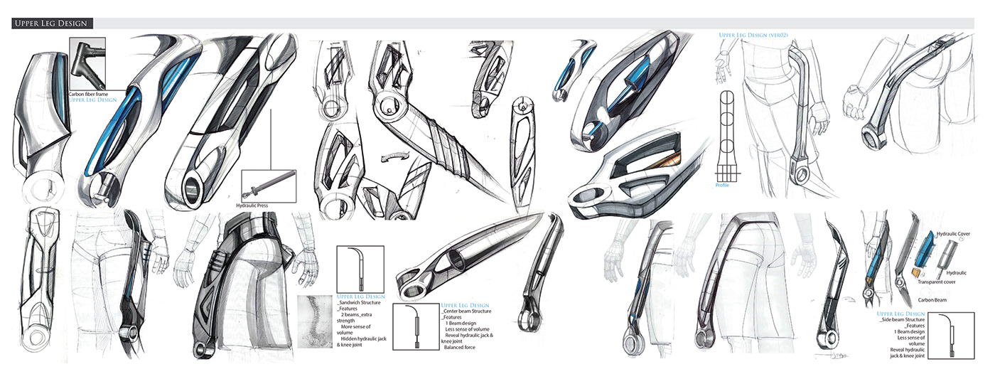 exoskeleton Mechanical Design suit sketch concept design hydrolic