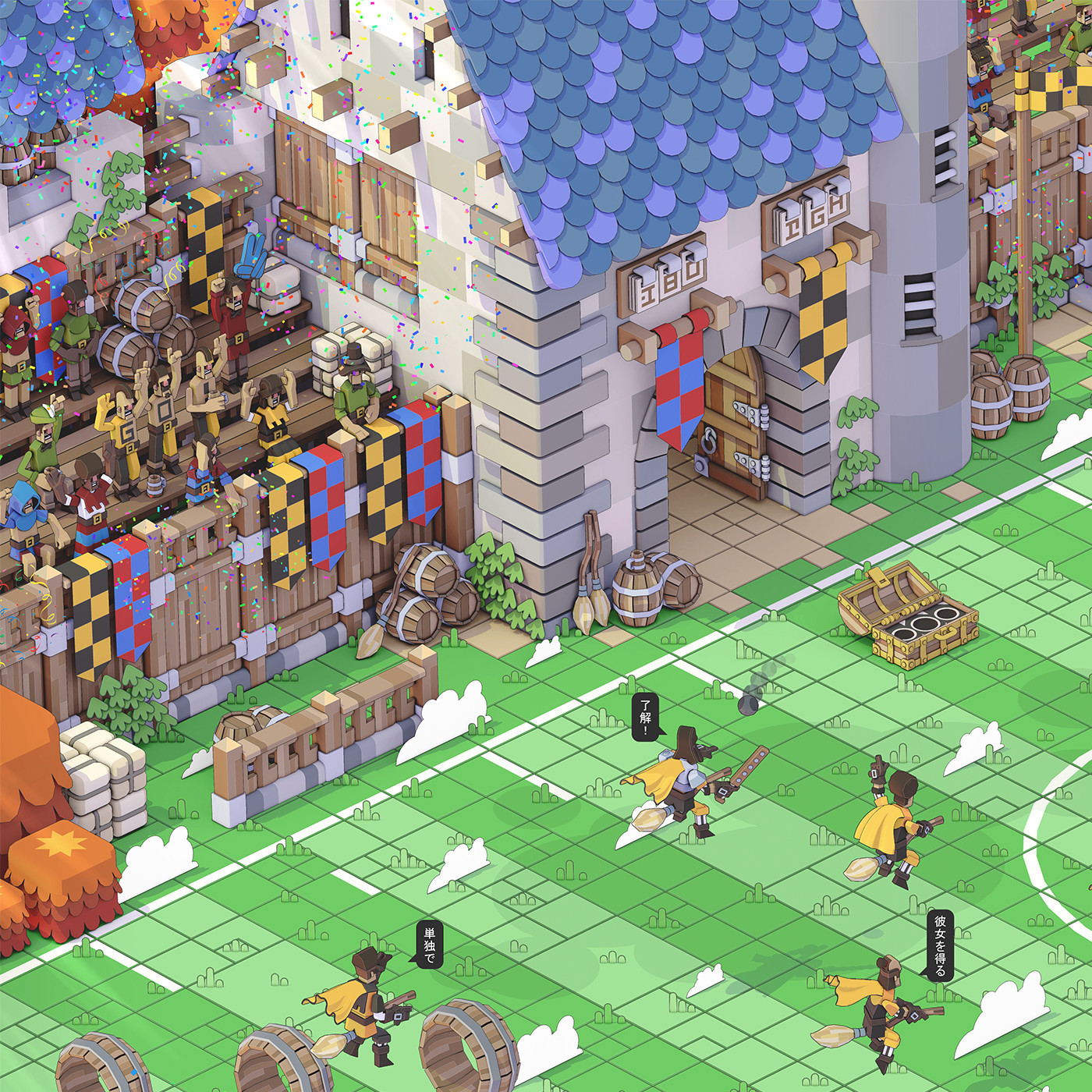 quidditch harrypotter harry potter pixelart voxel 3D ILLUSTRATION  Isometric lowpoly Low Poly