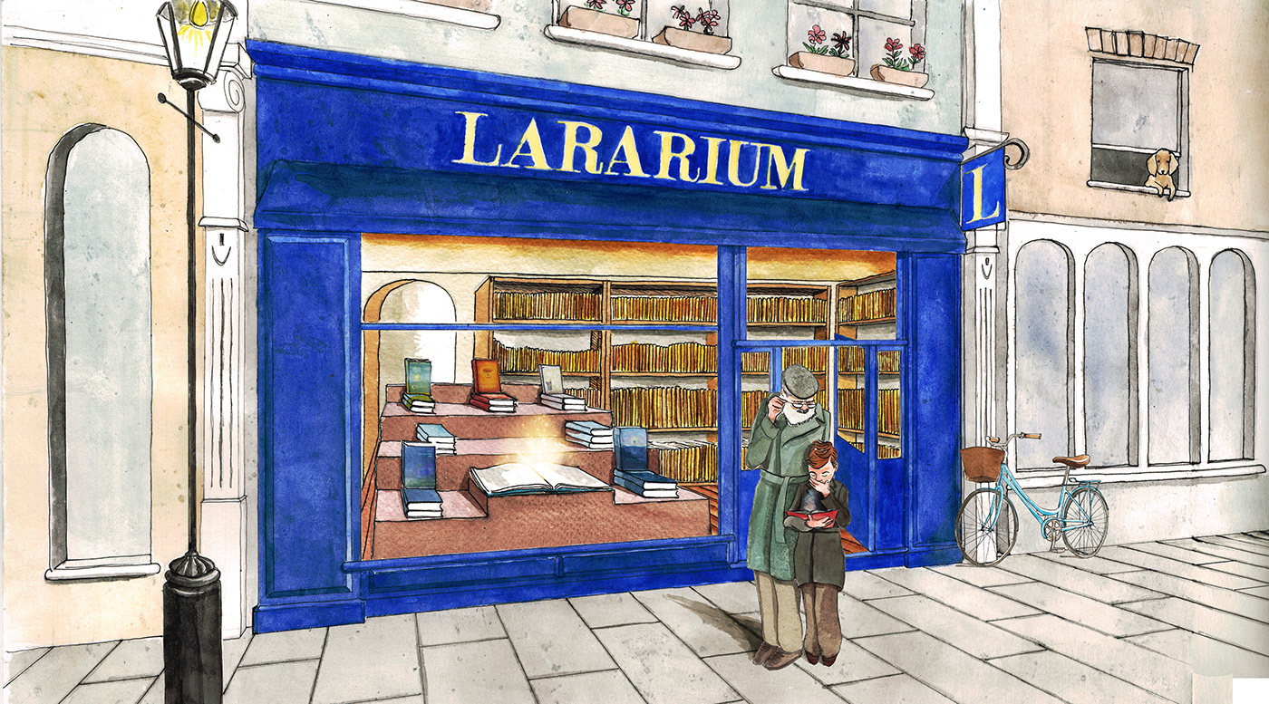 book books bookshop Drawing  ILLUSTRATION  library magical books ShopFront storefroont TALES
