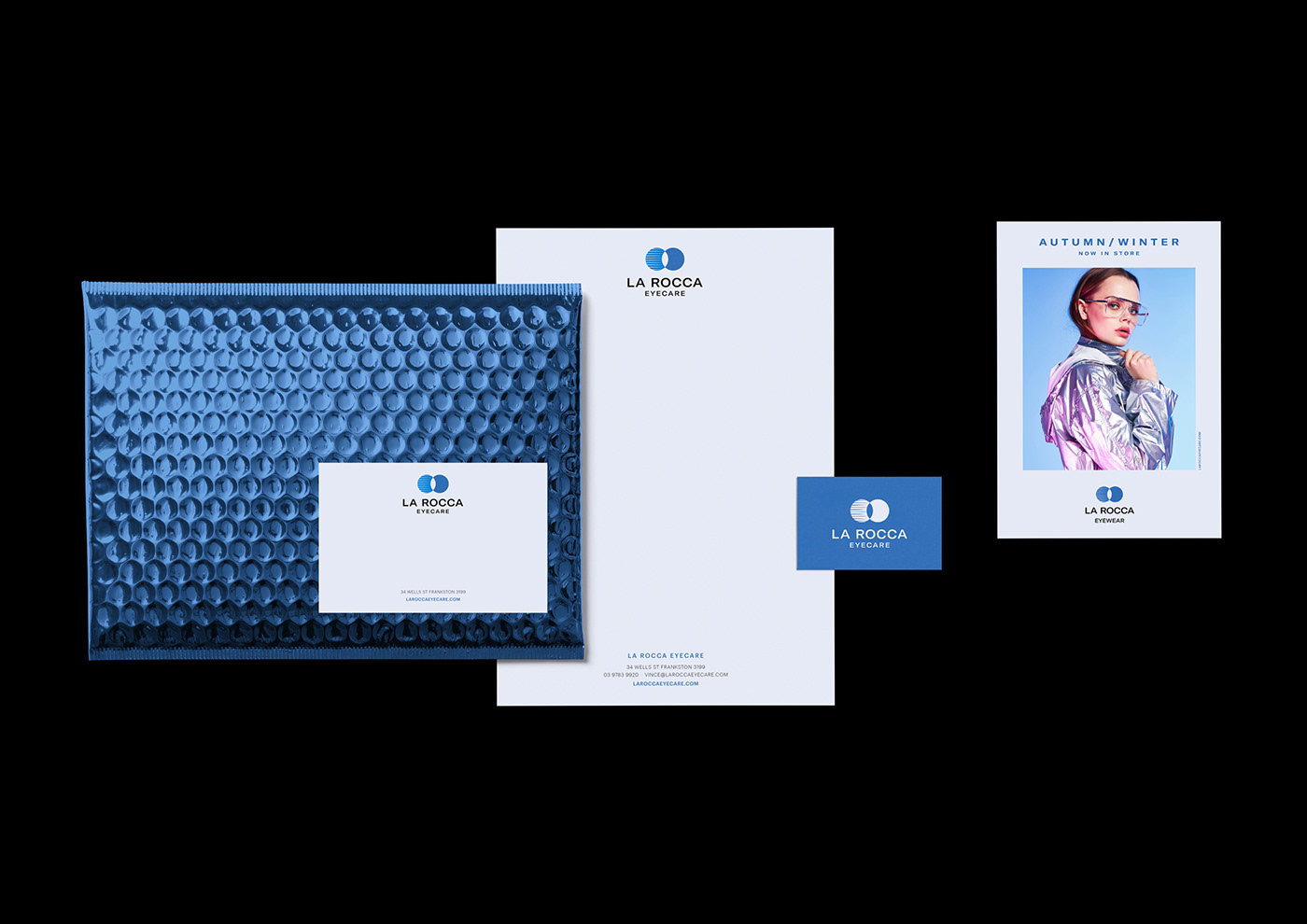eyewear brand branding  blue Fashion  optical eyes Business Cards letterhead Advertising 
