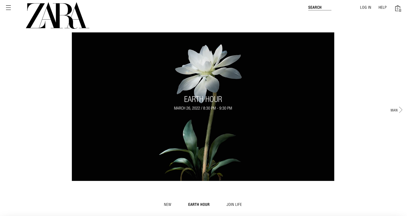 Zara Earth Hour Website