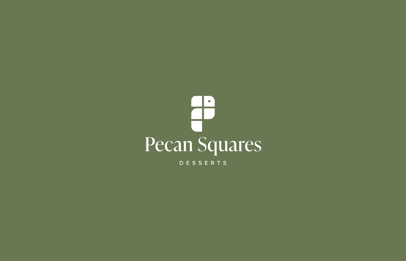 Logo of Pecan Square, brand of homemade desserts made from nuts