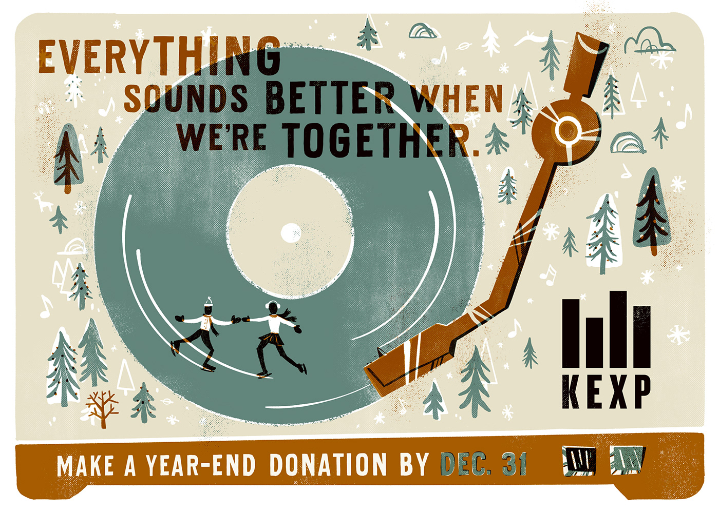 donation giving Holiday ILLUSTRATION  kexp music non-profit Radio seattle winter
