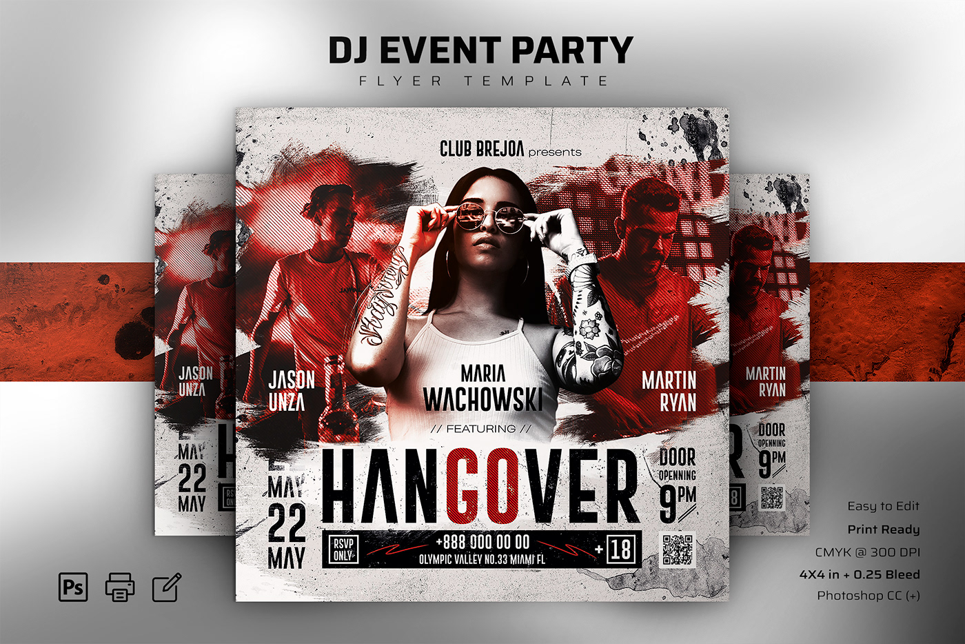 club dj download Event flyer music party print psd template