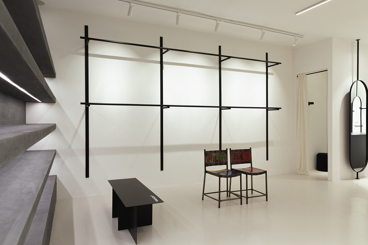 black and white branding  Fashion Store furniture identity Interior logo minimal negozio Retail