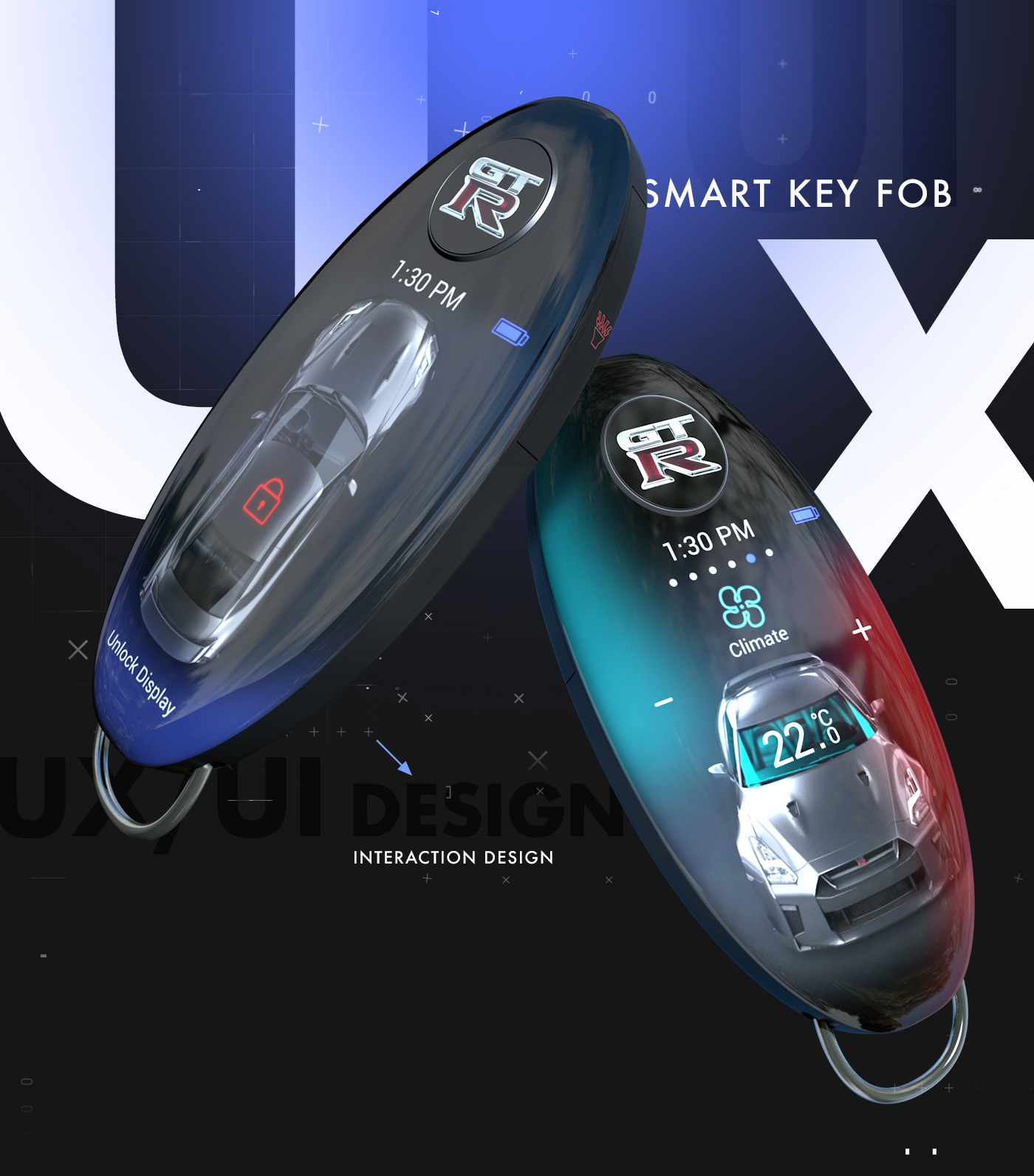 ux UI Interaction design  motion smart key user interface Wearable wireless key fob car