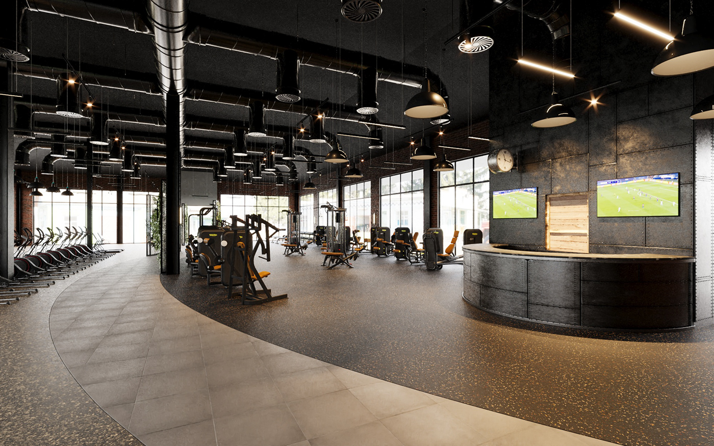 architecture archviz Render 3ds max corona gym interior design  visualization 3D