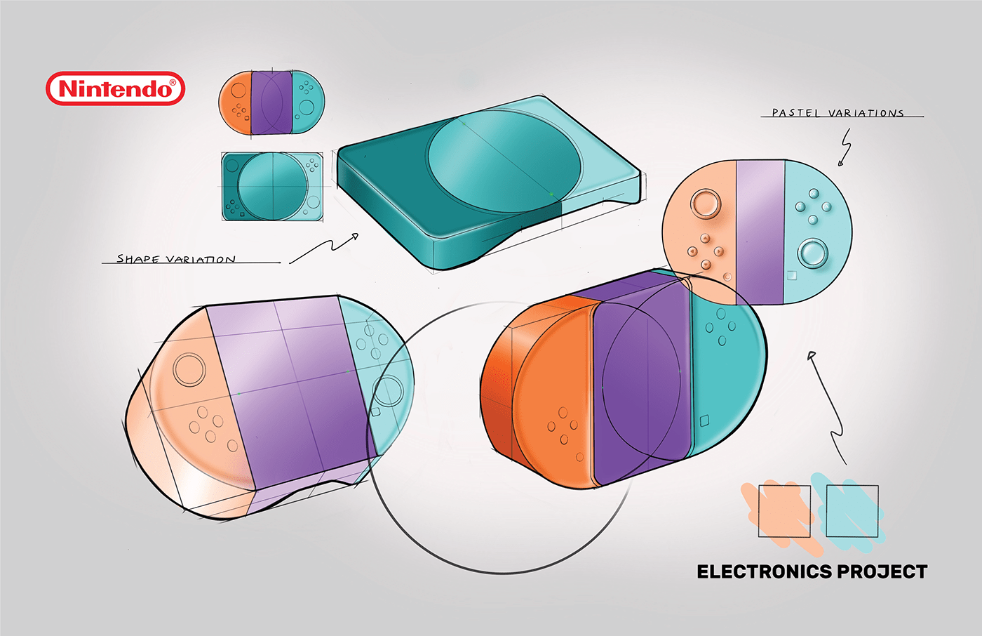 design Electronics Helmet ideation Nintendo Procreate product shoes sketch Visual Communications