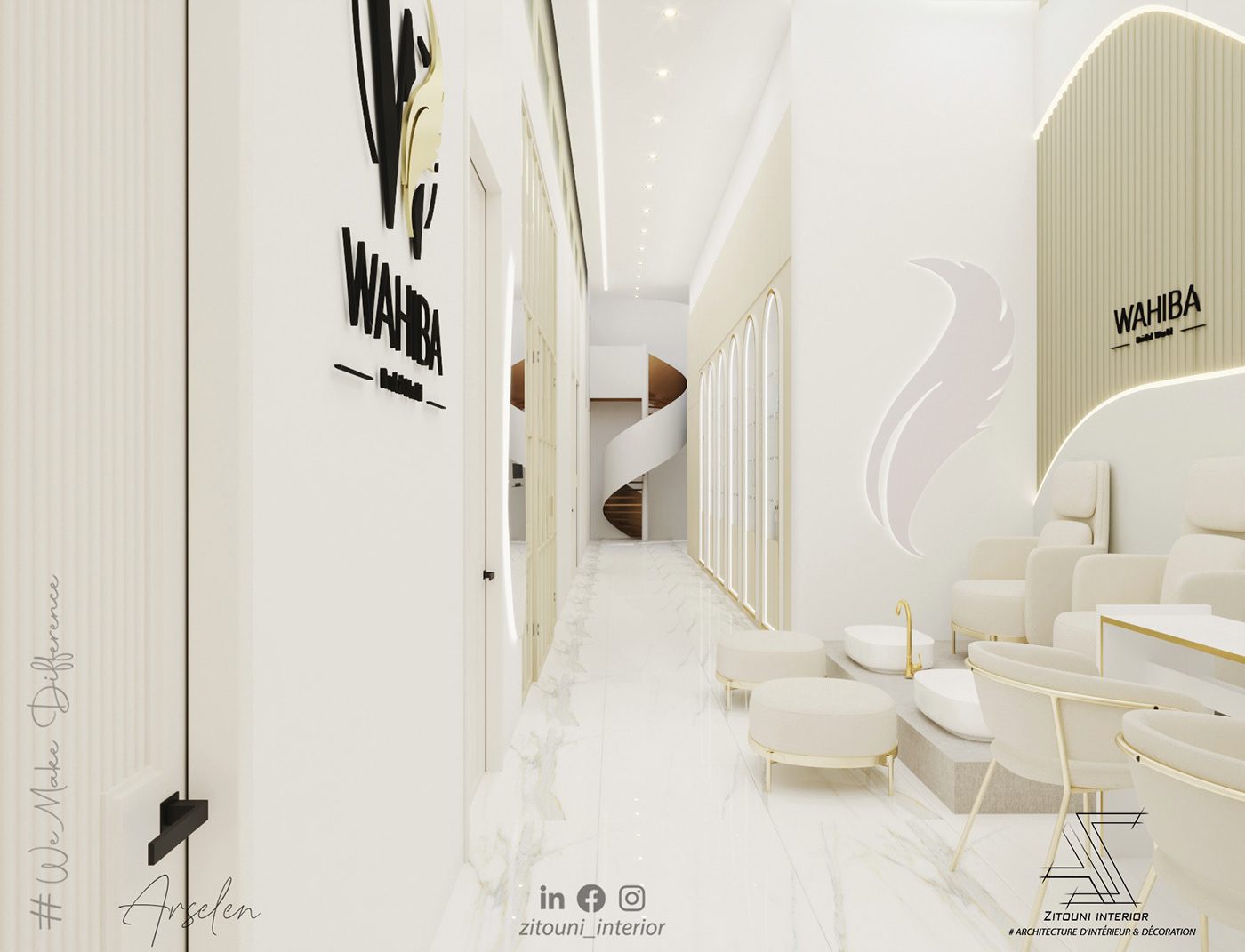 design Graphic Designer architecture 3D interior design  Conception aménagement modern beuaty salon centre de beauté