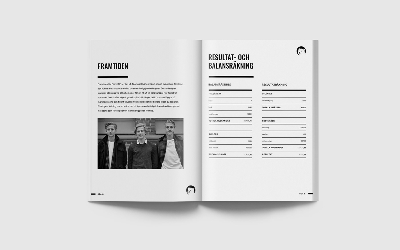 annual report årsredovisning Ferret UF design print design  adobe in design InDesign uf företag balance sheet Annual Report Design