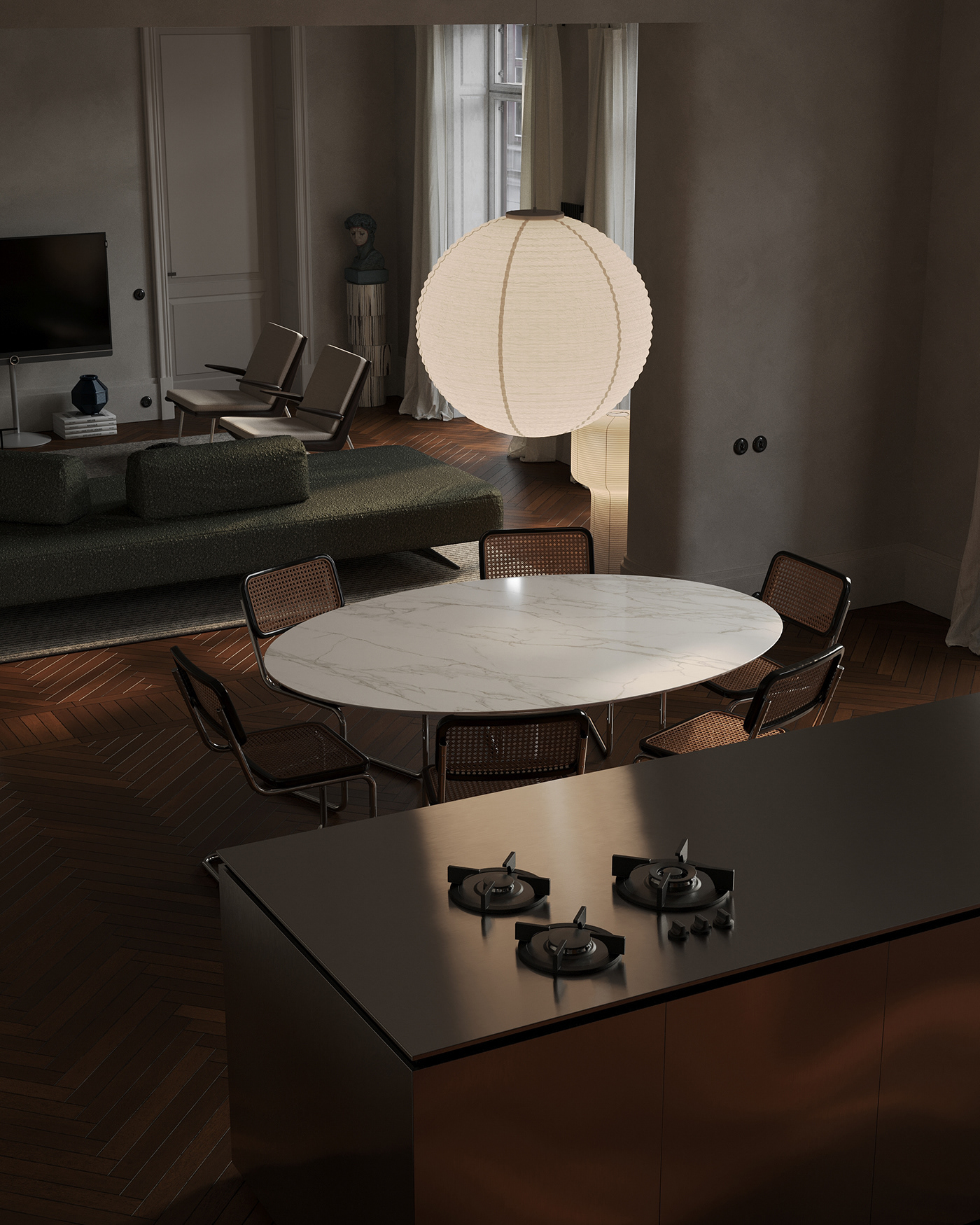 interior design  archviz visualization corona CGI architecture Render living room kitchen Interior