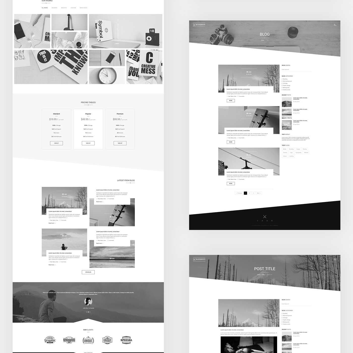 Web Blog corporate clean creative modern Multipurpose css3 html5 parallax portfolio Responsive Unique Website