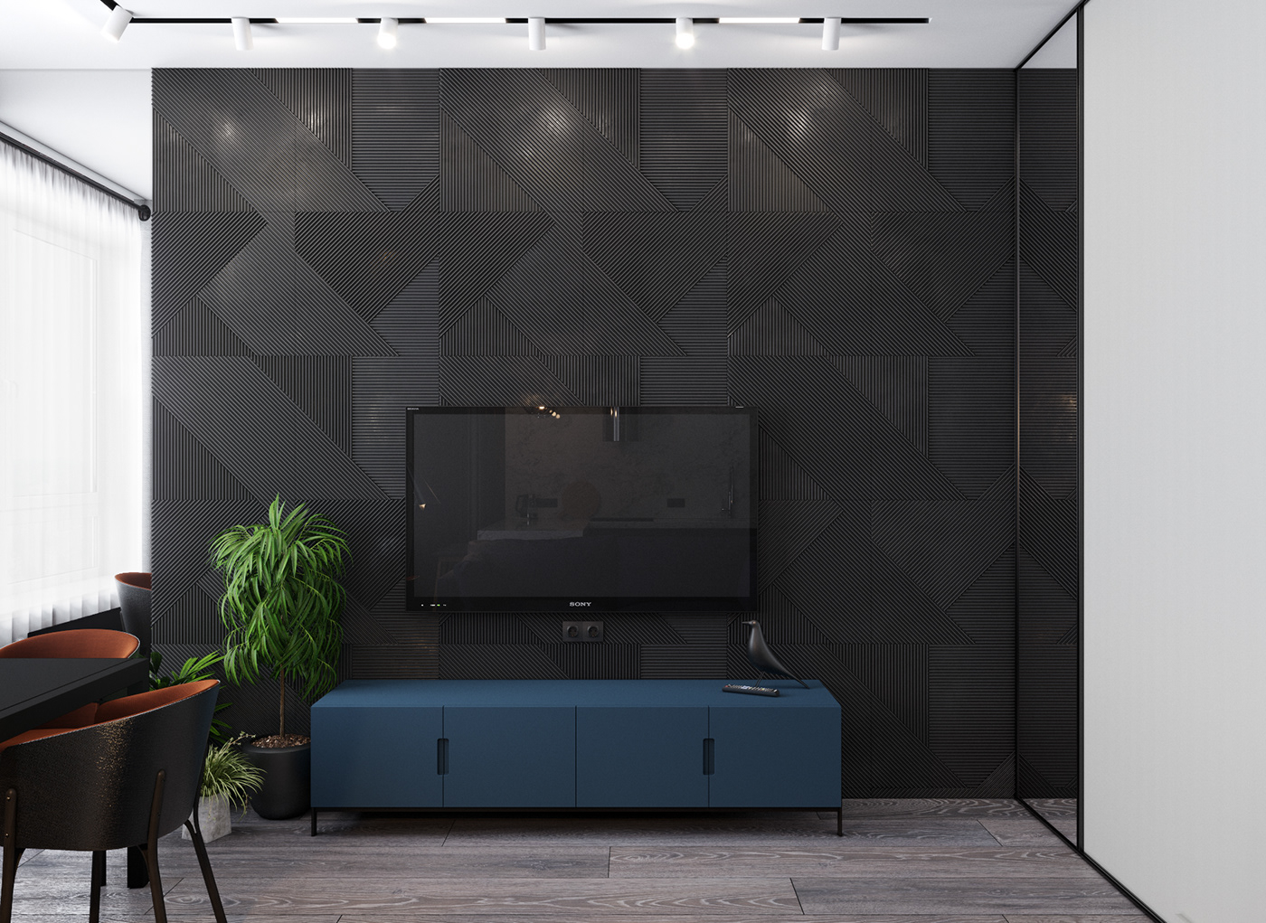 3dmax bath brick wall corona render  hallway kitchen one-room apartment plaster sofa studio