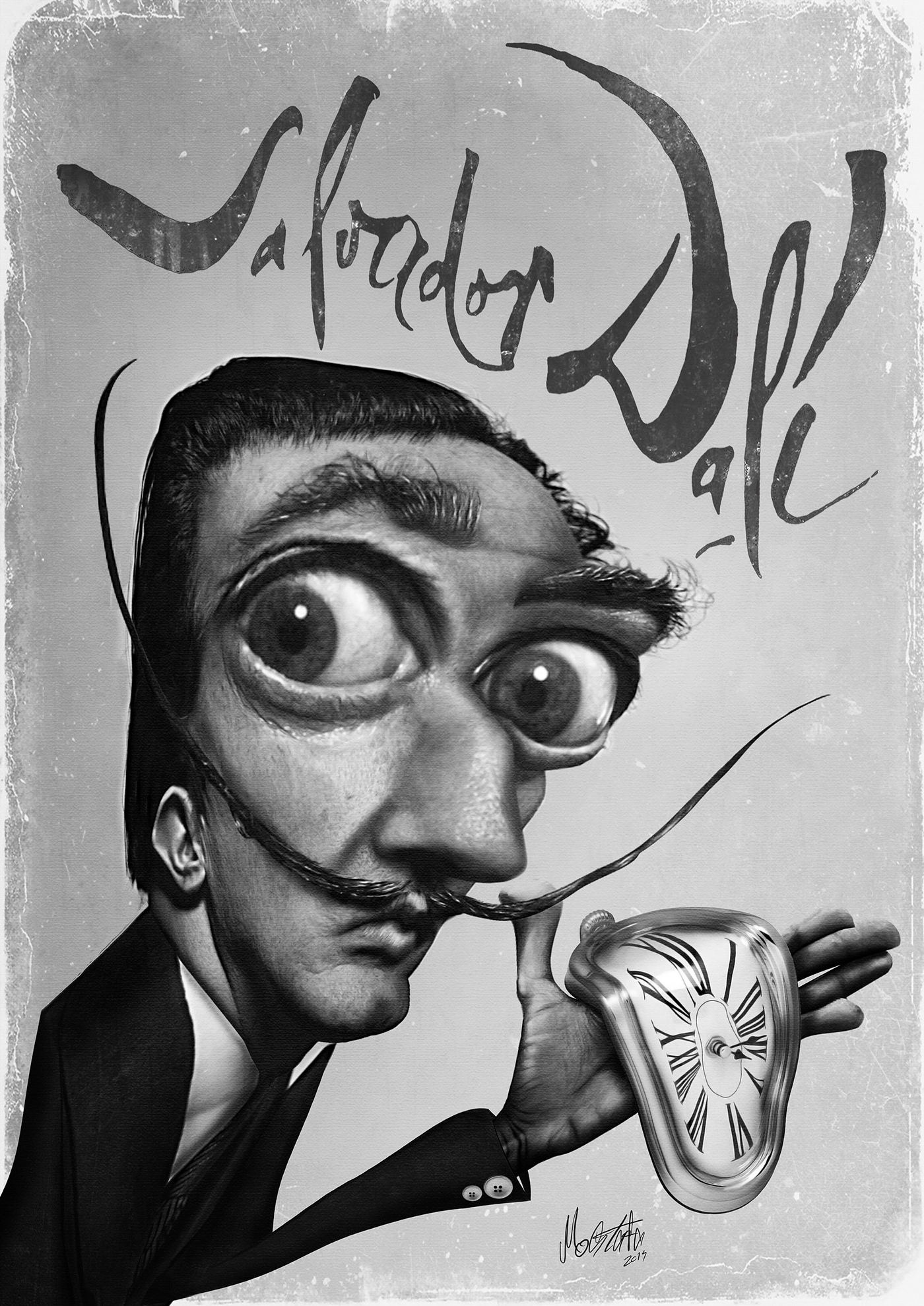 salvador dali dali digital painting photoshop eyes caricature   old black and white poster manipulation mustache Ps25Under25 pabo picasso Picasso vs