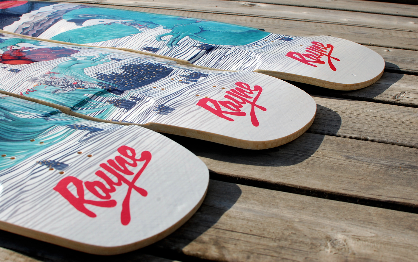 Rayne LONGBOARD rayne longboard longboard artwork longboard graphic skate art turquoise and red blood moon