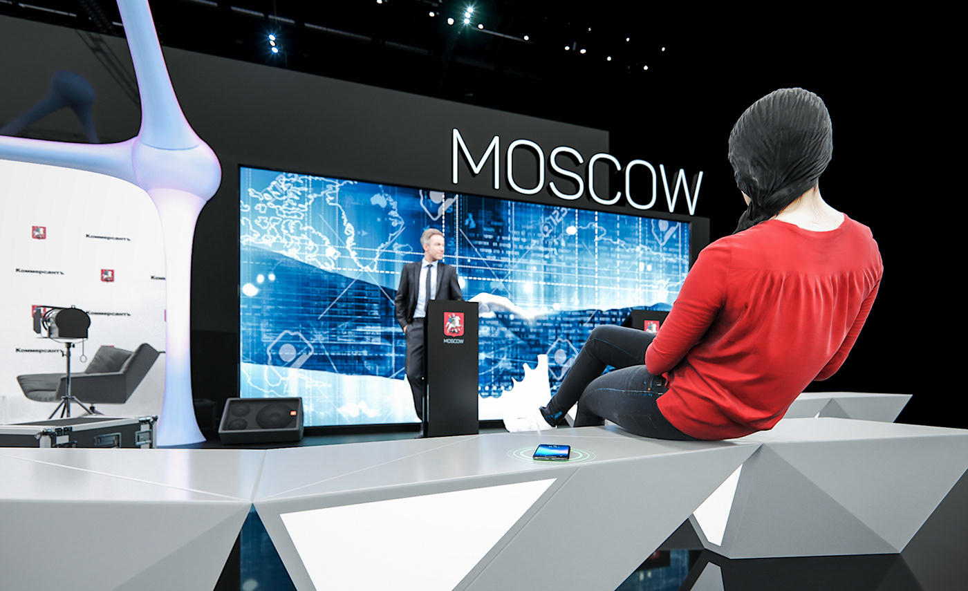 Moscow Exhibition  Stand design innovations booth neuron structure art