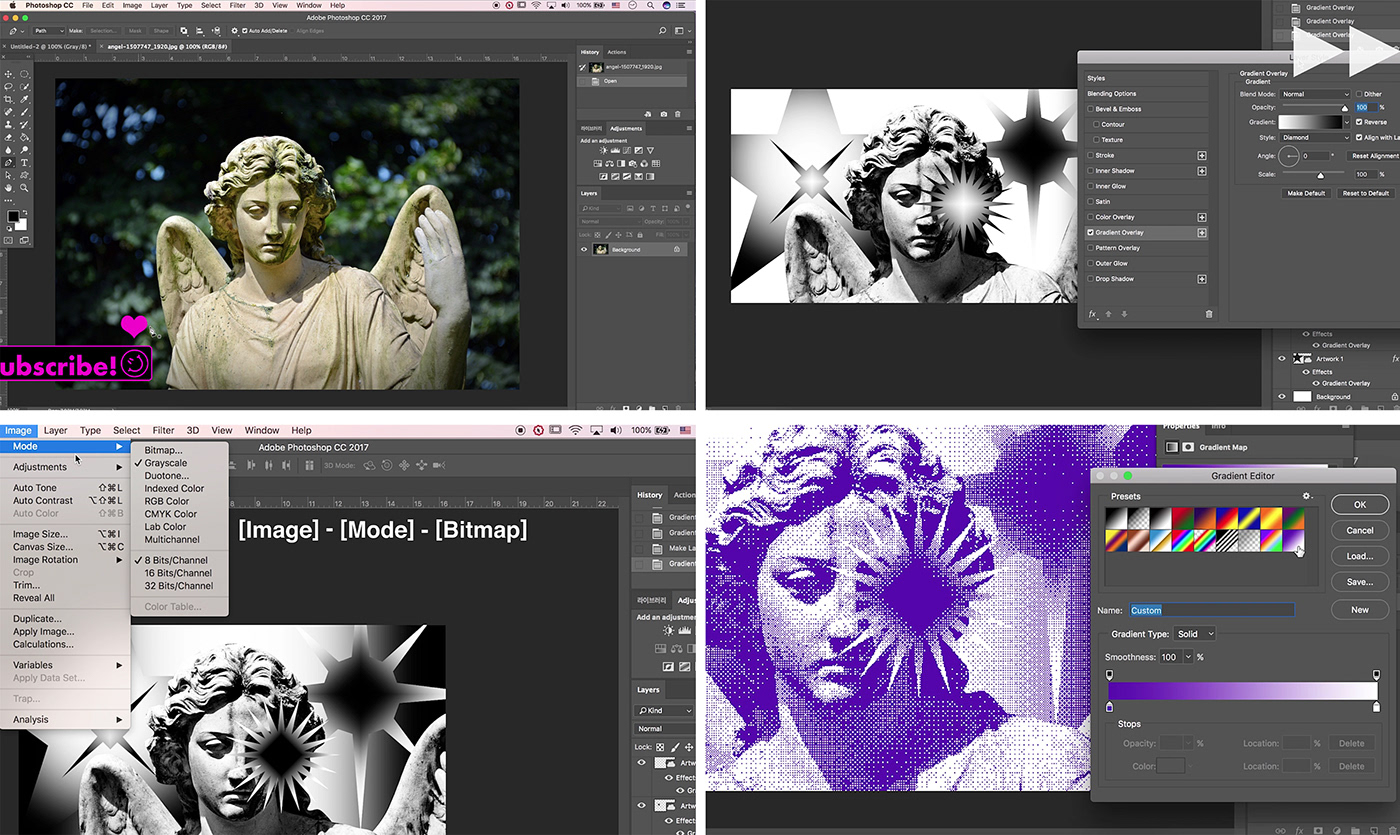 bitmap photoshop graphic design cross stipple texture tutorial