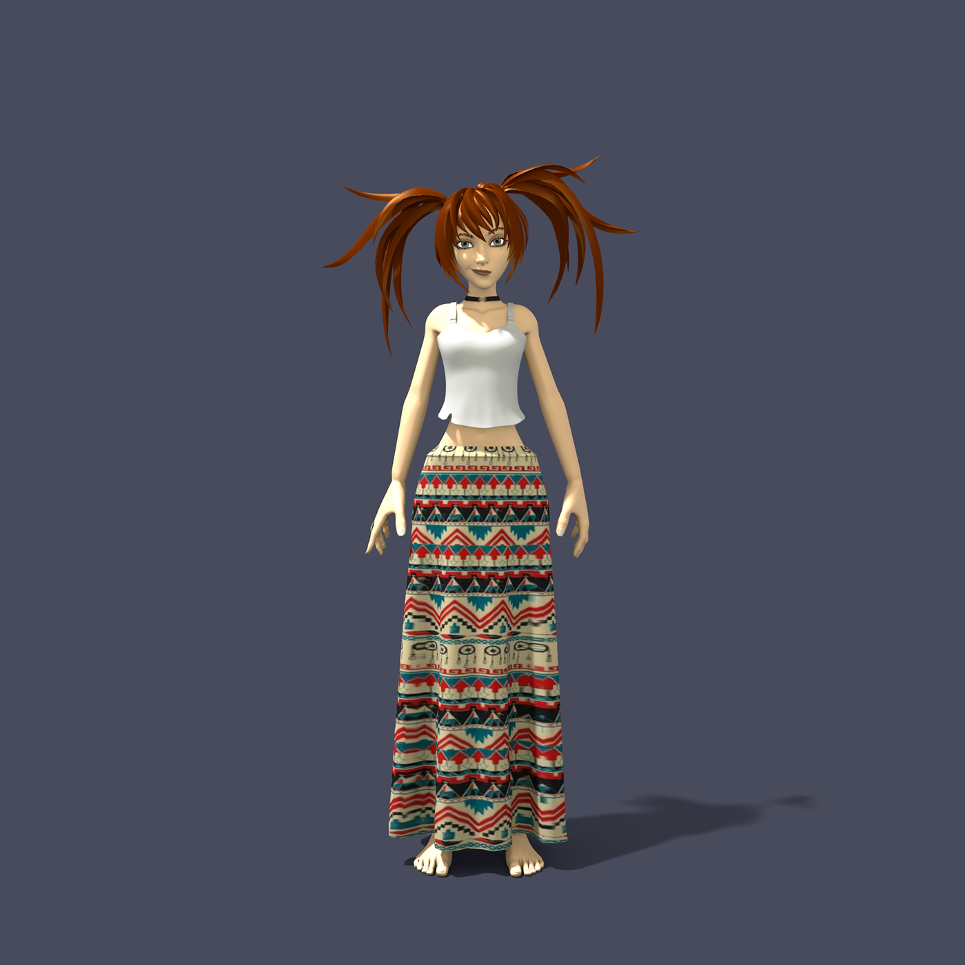 animation  blender3d Character Eva girl long skirt