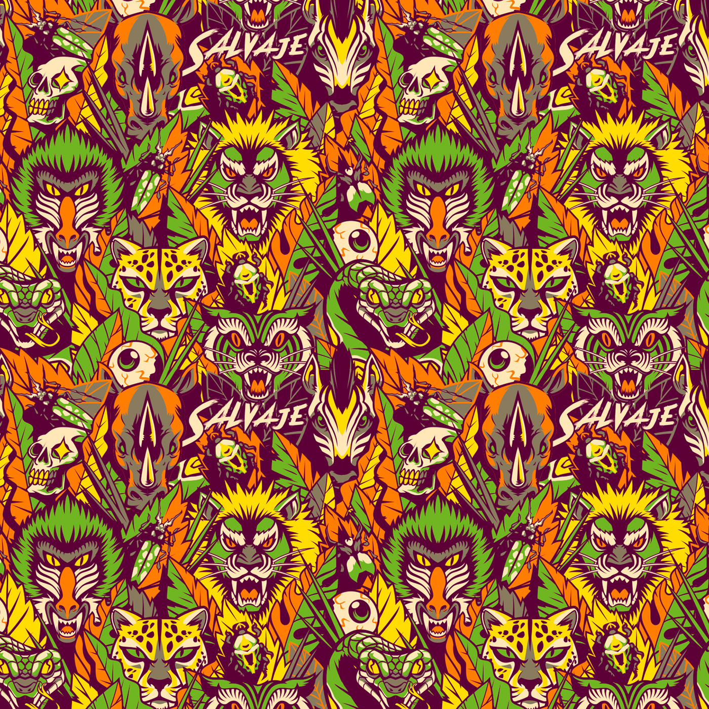artwork Digital Art  ILLUSTRATION  jungle lion painting   savage selva tiger vector