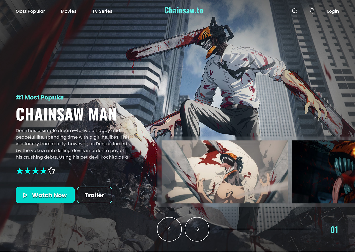 anime Hero Hero Page hero section Chainsaw Man landing page