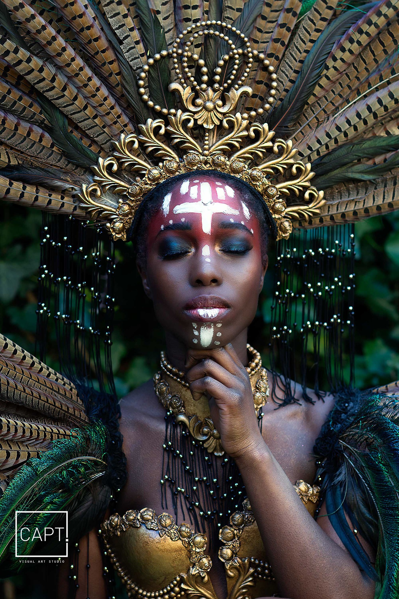 Africanqueen Africanculture tribalart Darkskin models artpho portraits SonyA7Rii Natural lighting MUA headpieces gold blackandwhite