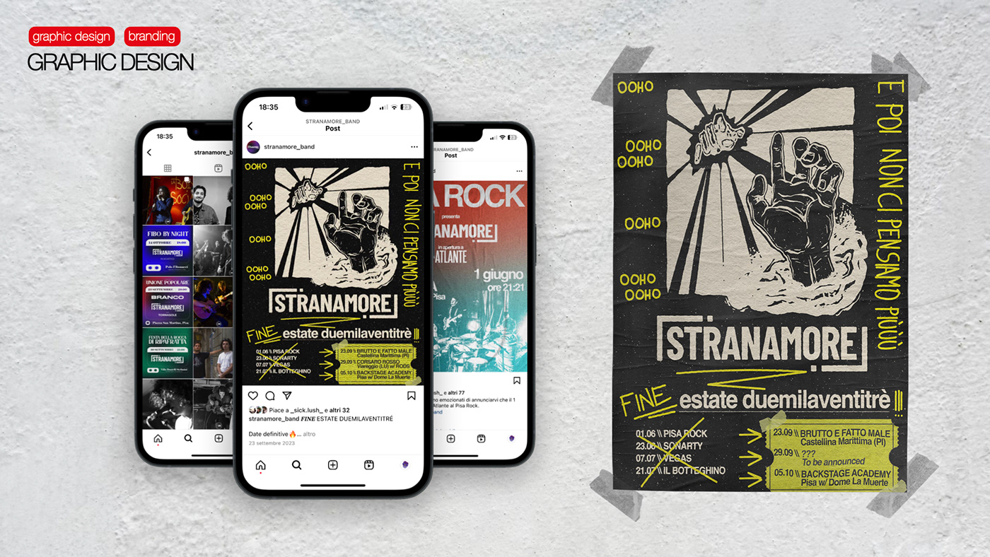 graphic design  brand identity visual identity Poster Design Instagram Post Sticker Design merchandise band music Graphic Designer