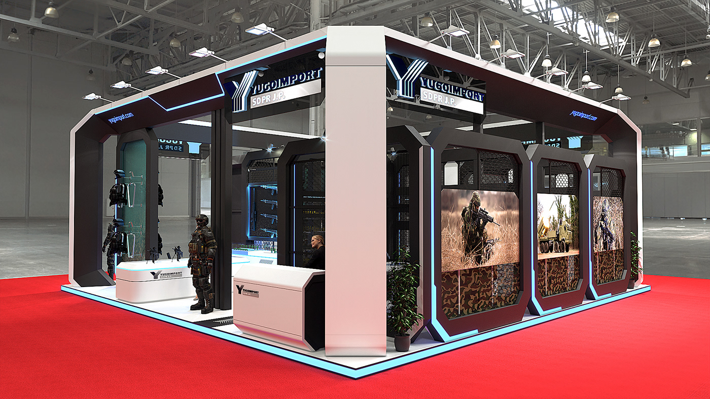 Stand booth exhibition stand booth design Exhibition  design Fair Stand Design architecture Military expo