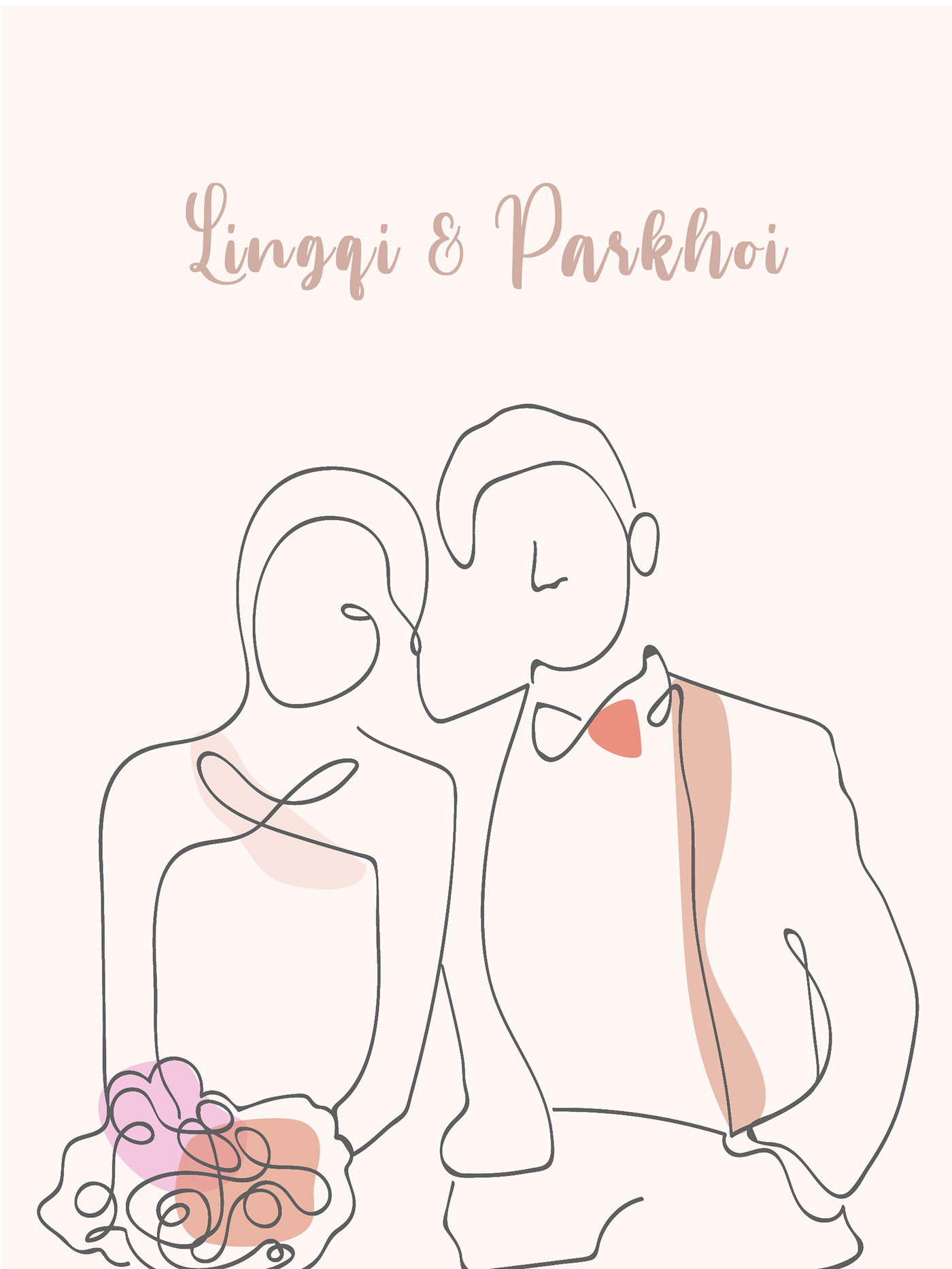 art customized gift idea Illustrator line art minimal minimalist portrait wedding