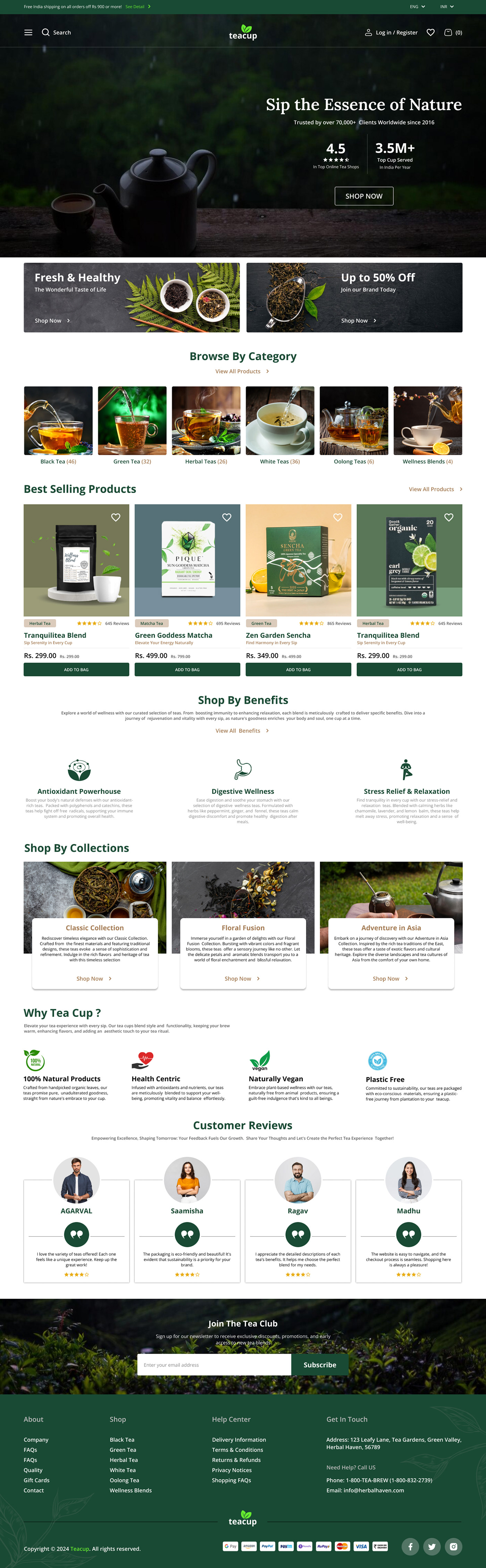 tea Web Design  UI/UX Figma Health organic Nature Eccomerce Website design
