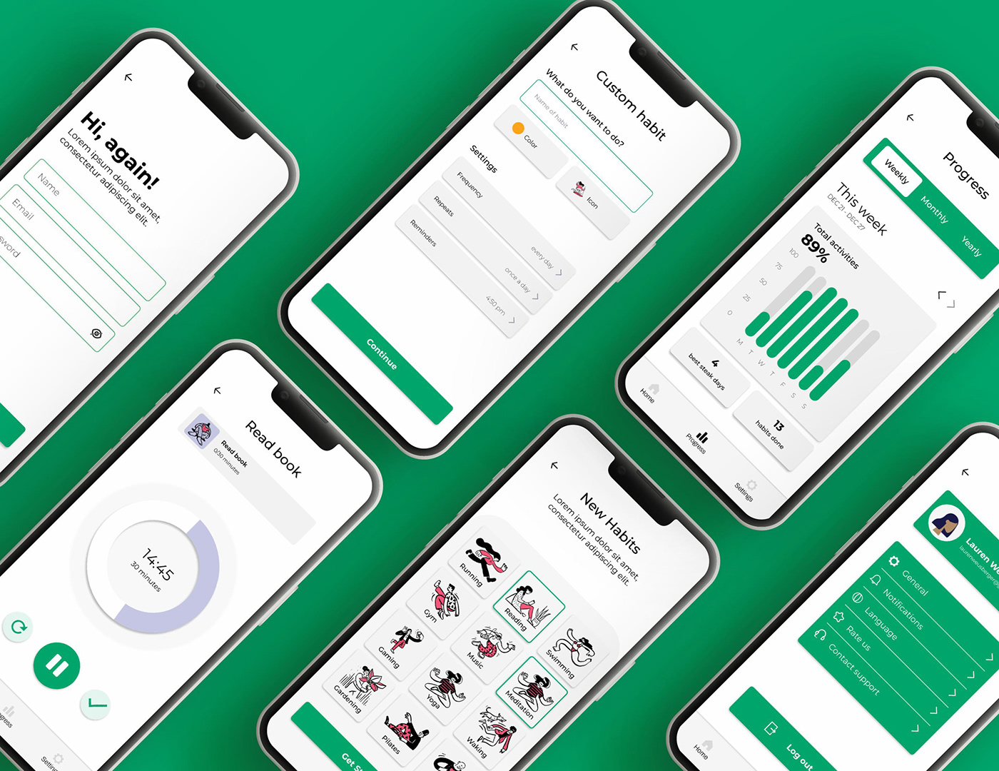 ux/ui app design habit tracker