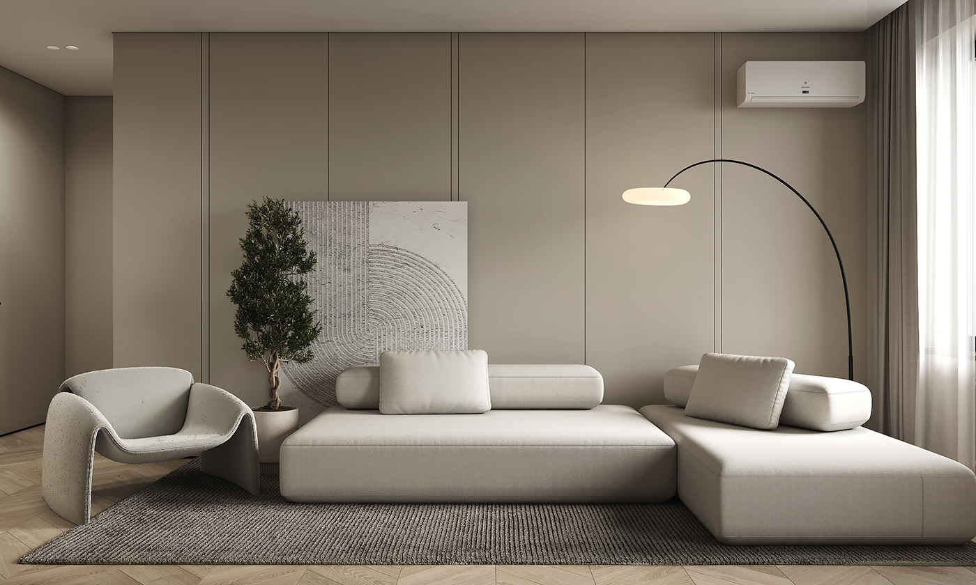 living room interior design  architecture Render 3D modern visualization archviz corona