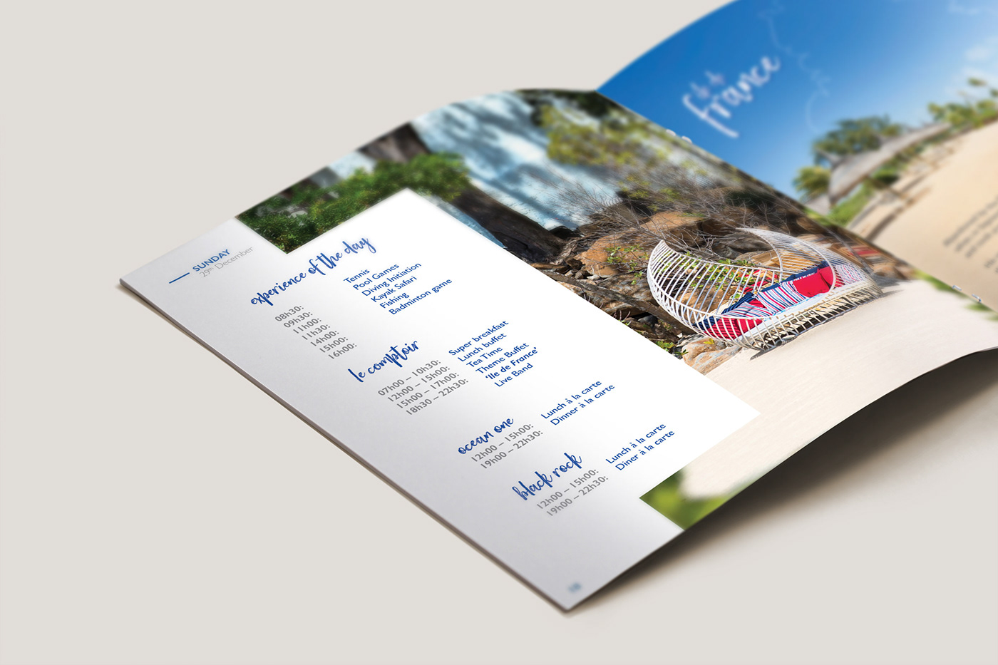 Hospitality hotel design Layout mauritius Tropical graphic design  editorial tourism
