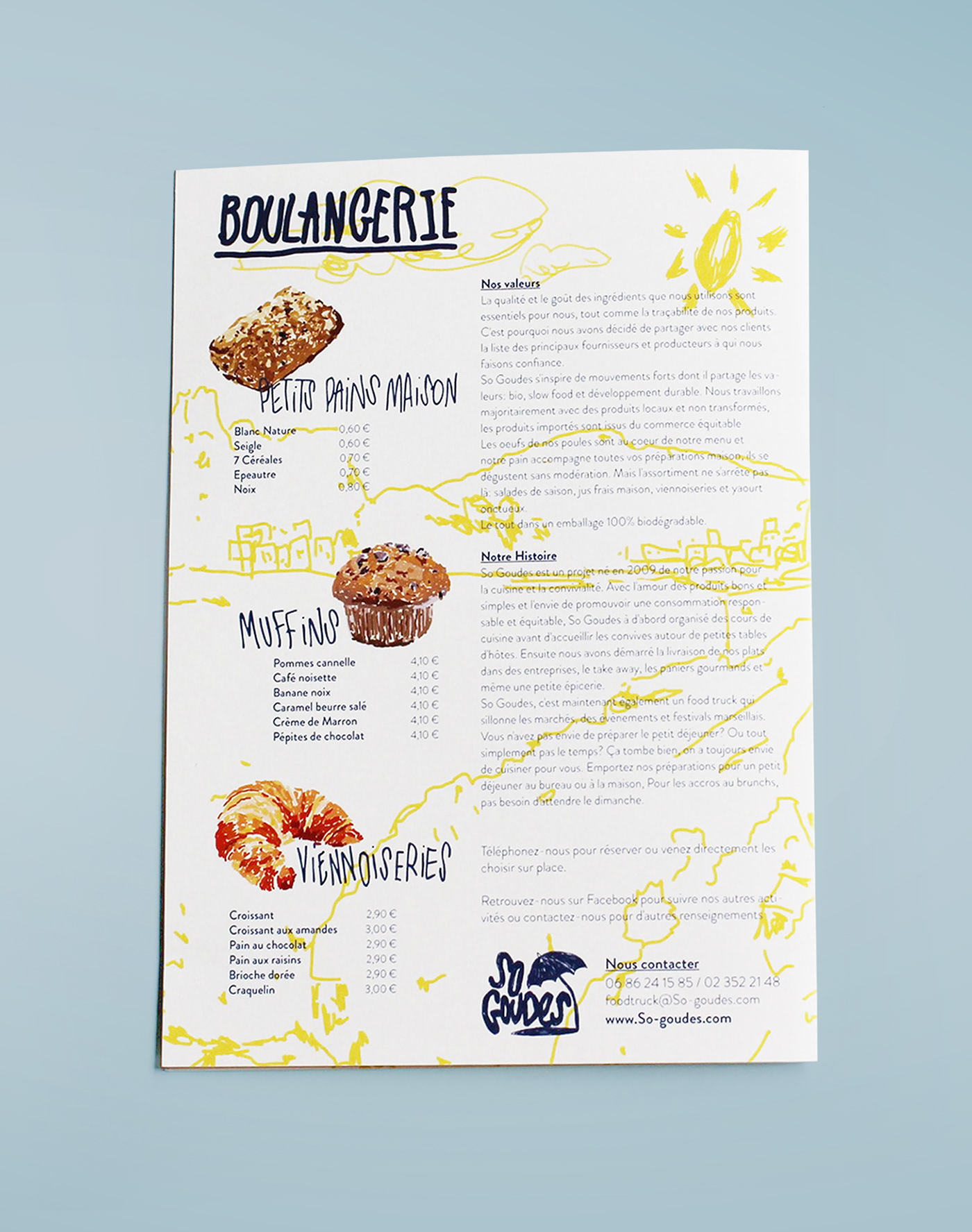 marseille menu food-truck sea graphism identity design Food  ILLUSTRATION  Sunny