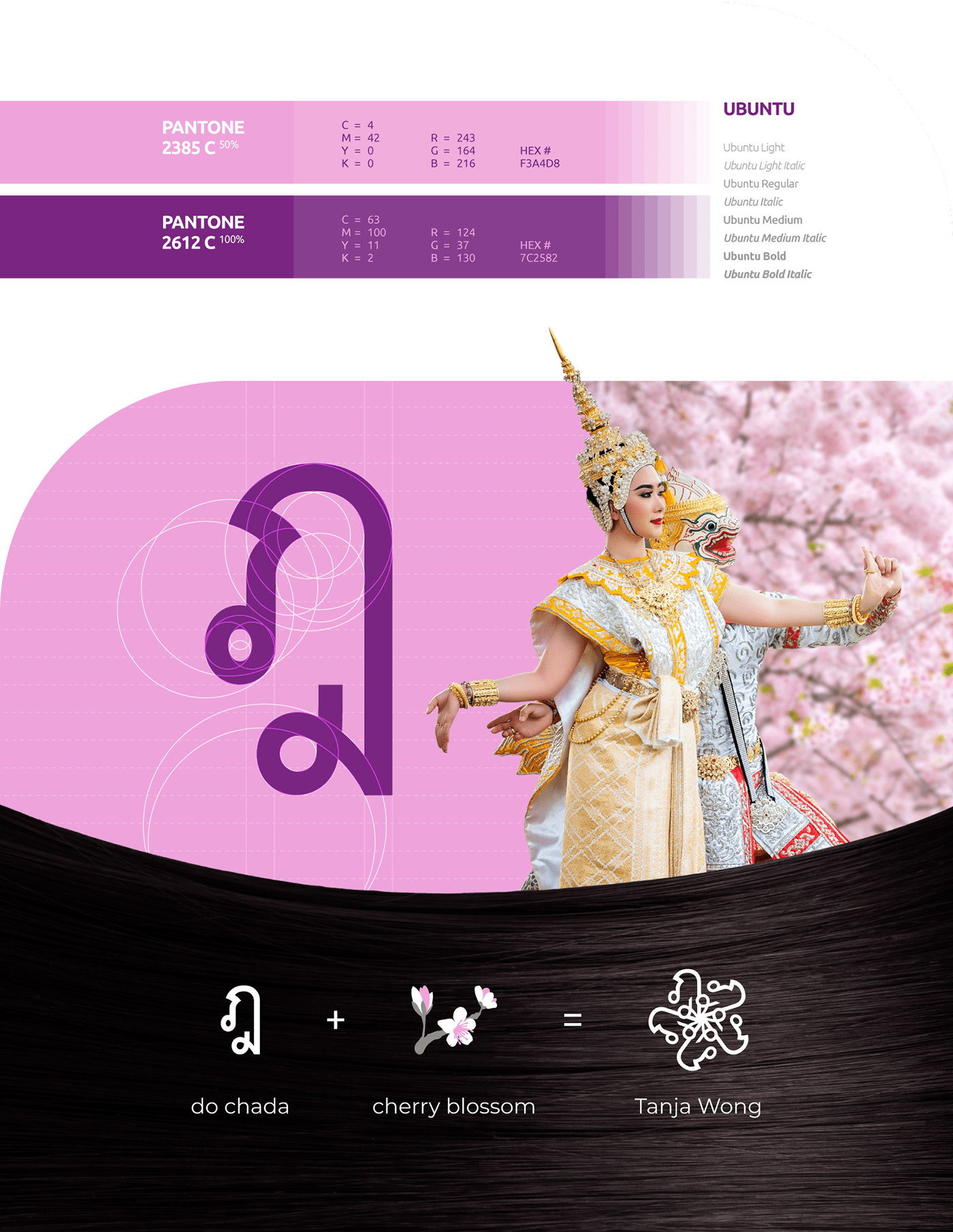 blossom cherry flower hair salon Thai brand Icon identity logo