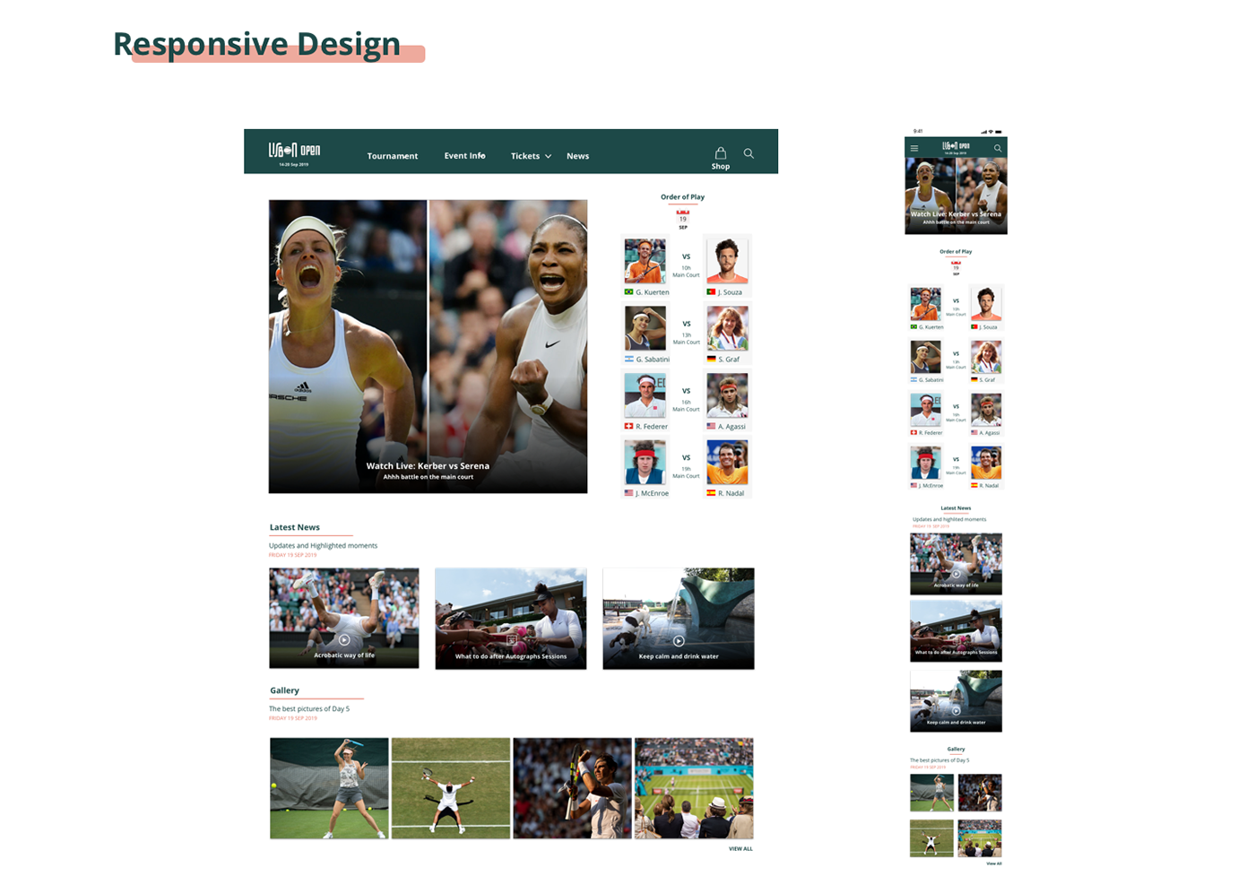 microsite Webdesign ux UI Responsive Design Responsive tennis sports User Reserach Event