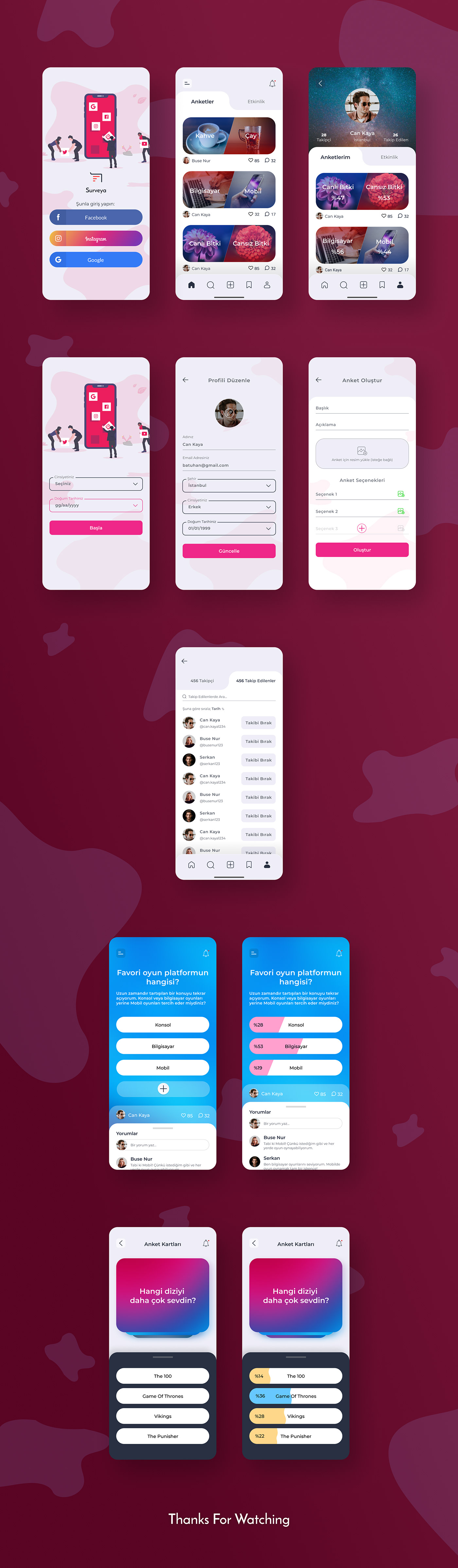 mobile survey app design UI ux Mobile app poll social Social app