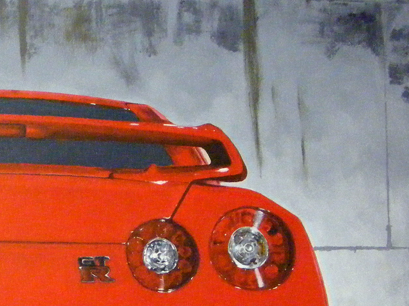 norbert hajdu Nissan GTR painting   Realism canvas car design automotive  