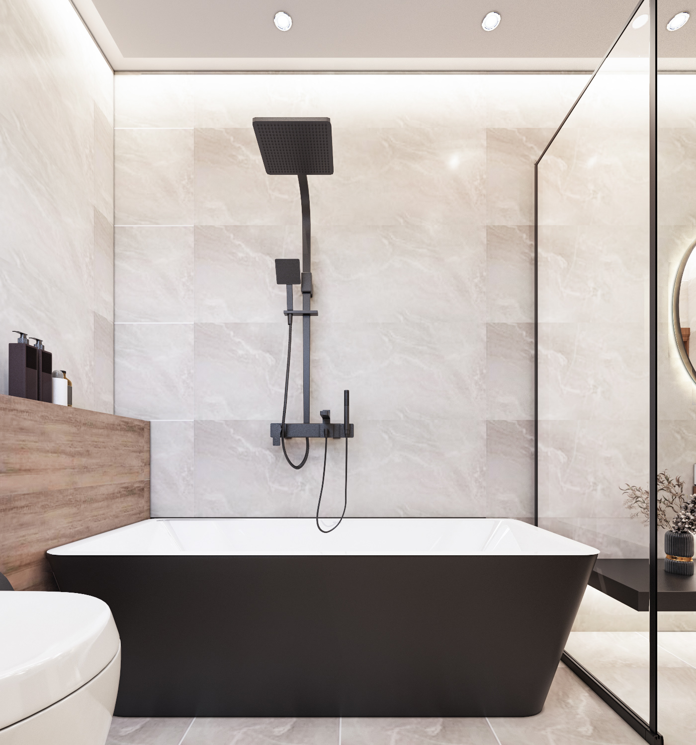 bathroom modern porcelain Marble mirror Interior design decor 3dmax vray photoshop
