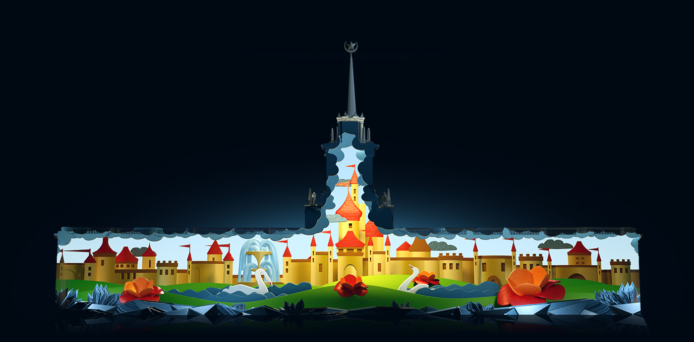 Mapping projection light paper fairytale 3D