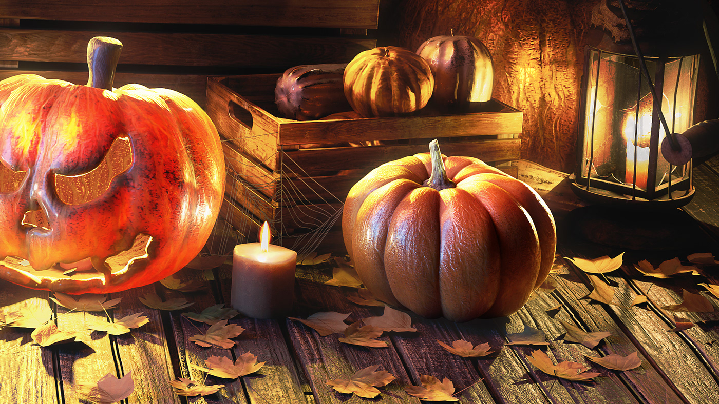 Halloween pumpkin Digital Art  ILLUSTRATION  motion 3D lightshock quadstudio